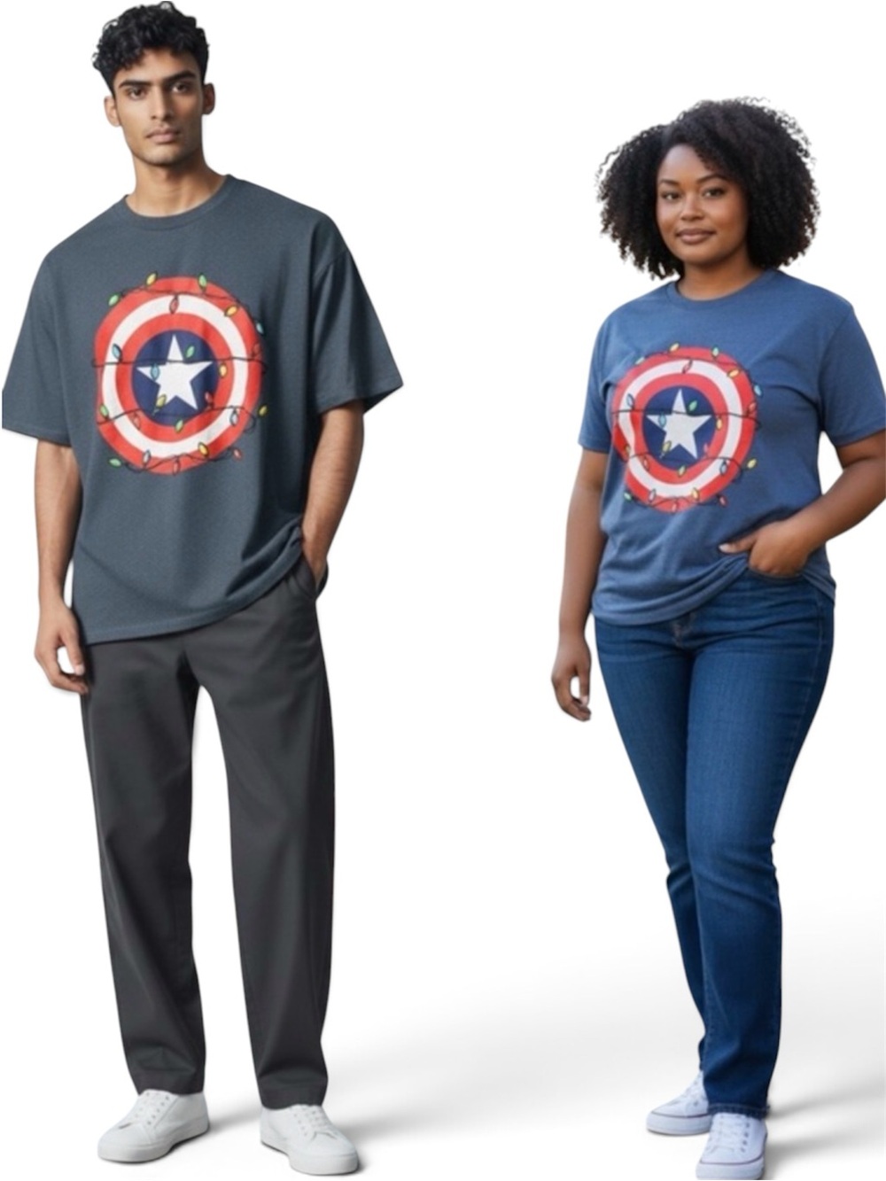 NWT MARVEL CAPTAIN AMERICA UNISEX CHRISTMAS BIG AND TALL T SHIRT Size 3XLT